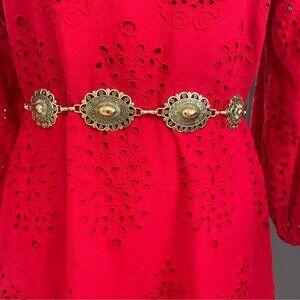 Vonmelli Concho Chain Belt Gold Western Cowgirl Boho Festival Y2K NWT